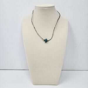 Sterling Silver Native American Genuine Raw Turquoise Necklace